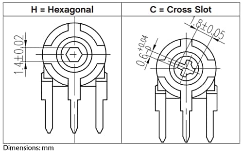 Mechanical Drawing - Same Sky PTN06 6mm Rotary Precision Potentiometers